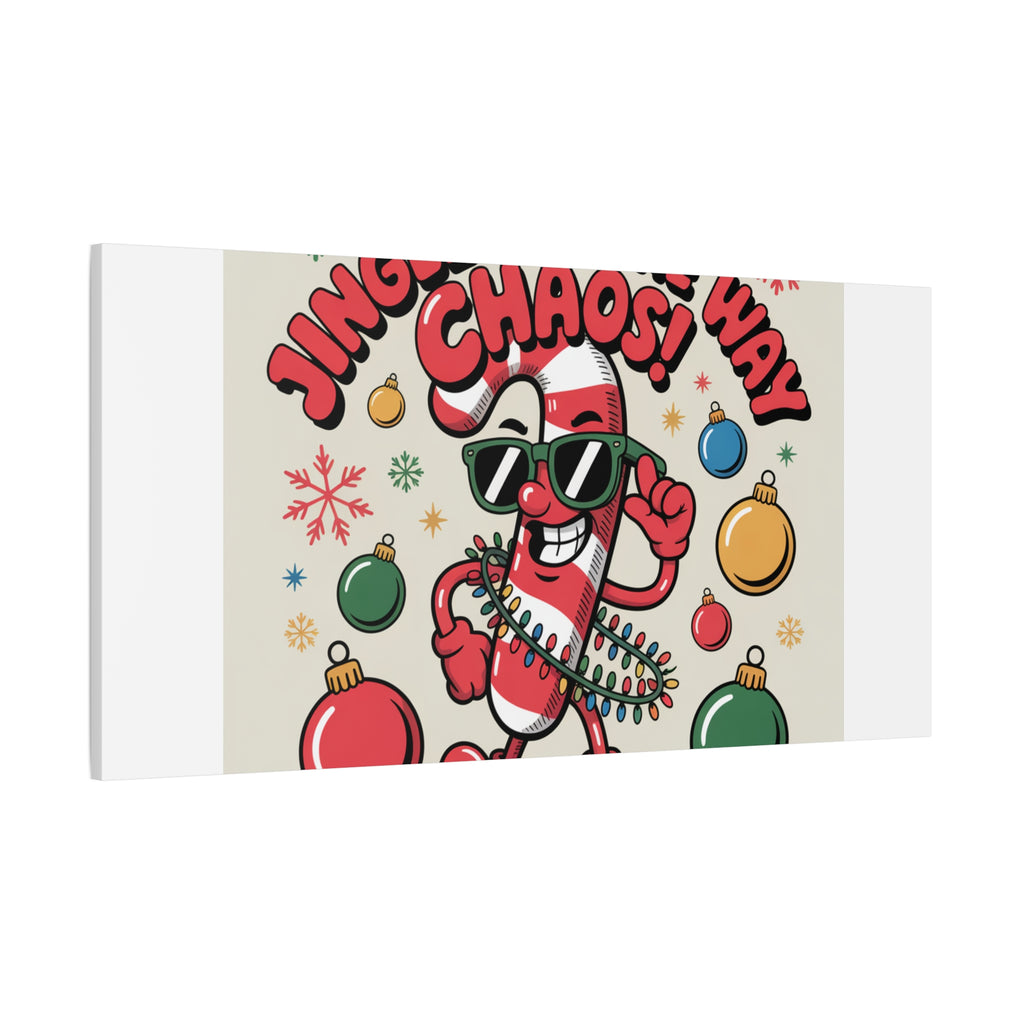Jingle All The Way Chaos Candy Cane Canvas | ugly Christmas sweater, festive gag sweater
