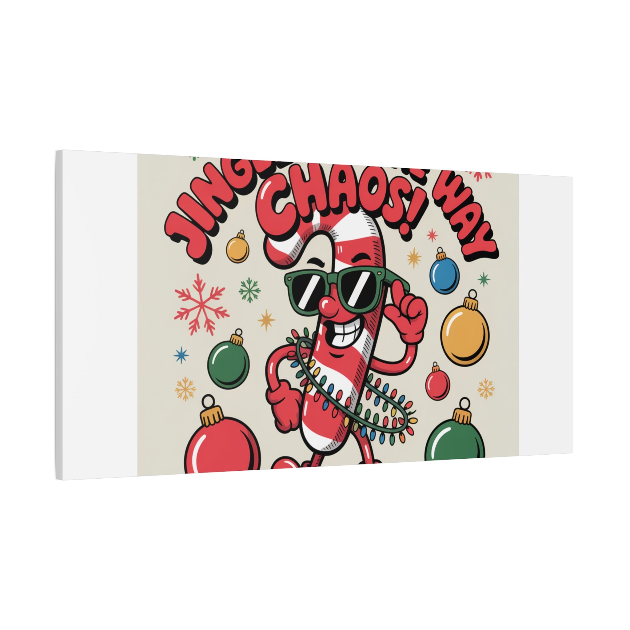 Jingle All The Way Chaos Candy Cane Canvas | ugly Christmas sweater, festive gag sweater