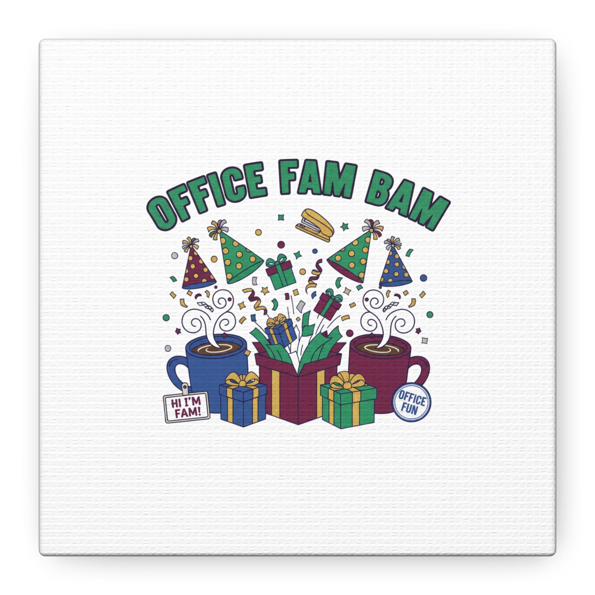 Office Fam Bam Canvas | Festive Office Party Decor, Secret Santa Humor