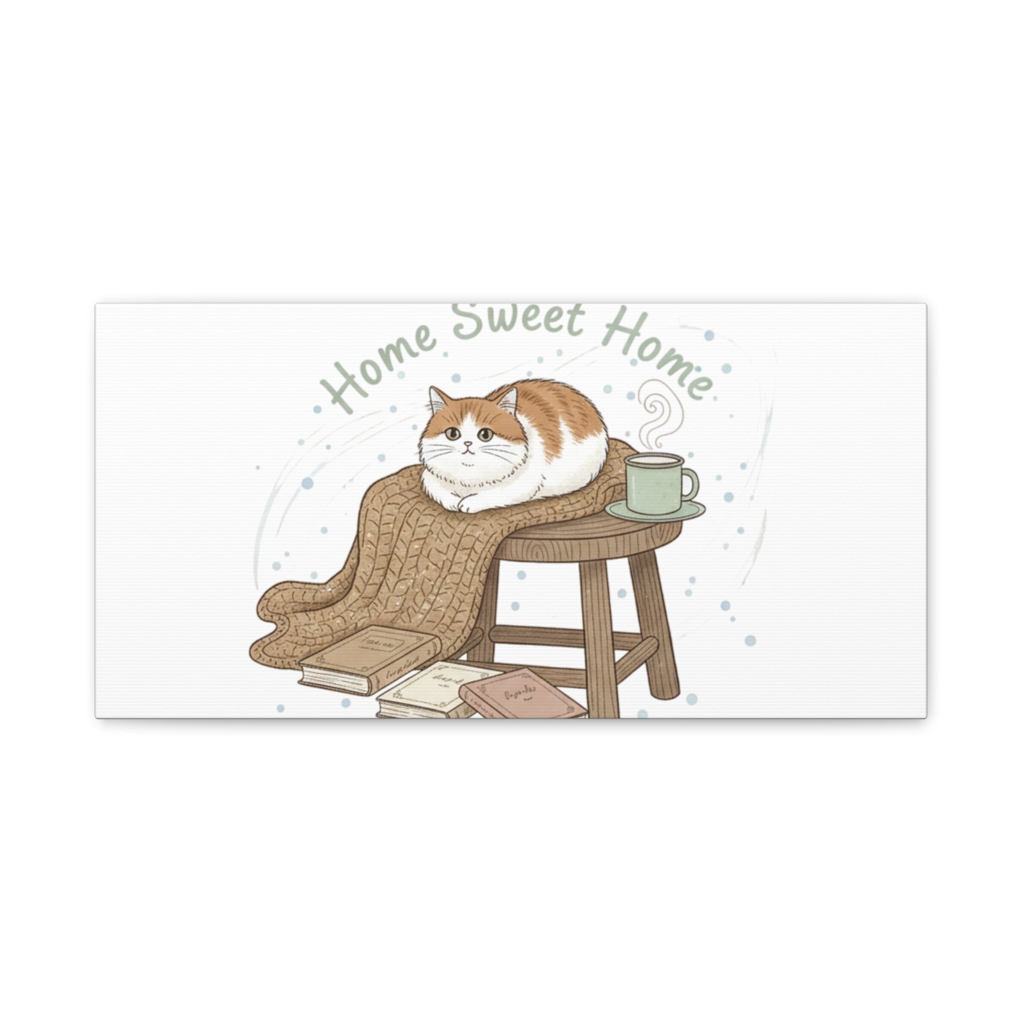 Home Sweet Home cat print Canvas | introvert homebody decor, cozy winter wall art