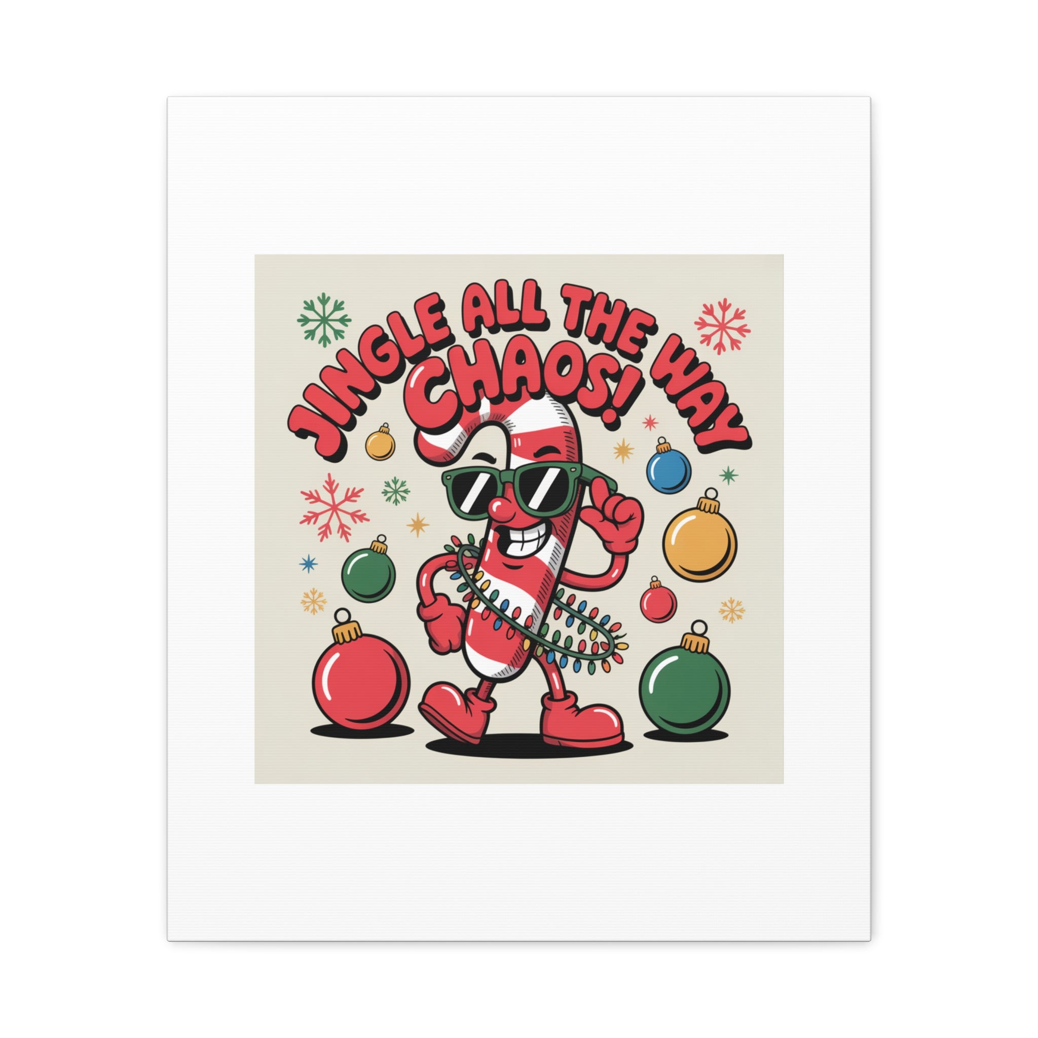Jingle All The Way Chaos Candy Cane Canvas | ugly Christmas sweater, festive gag sweater