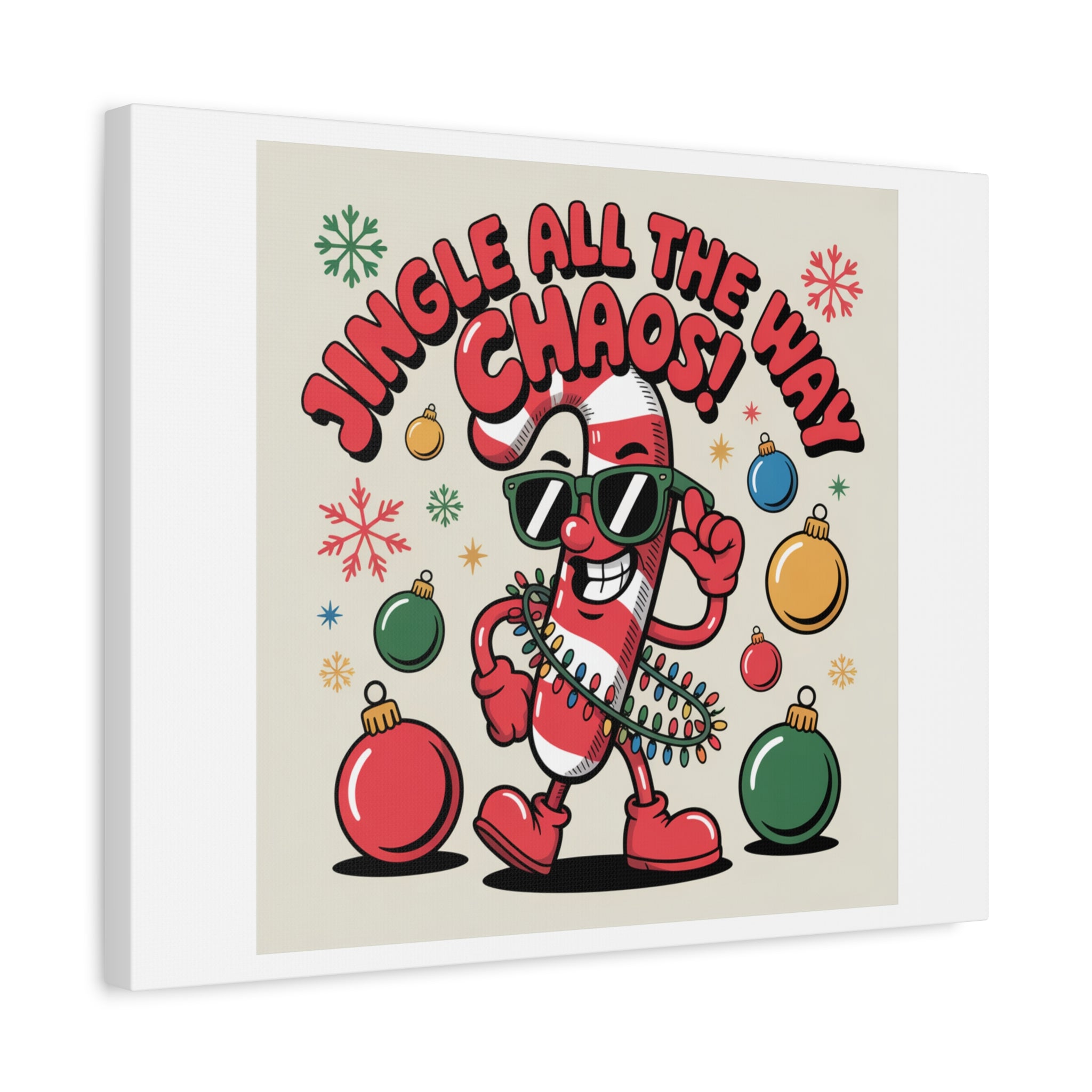 Jingle All The Way Chaos Candy Cane Canvas | ugly Christmas sweater, festive gag sweater
