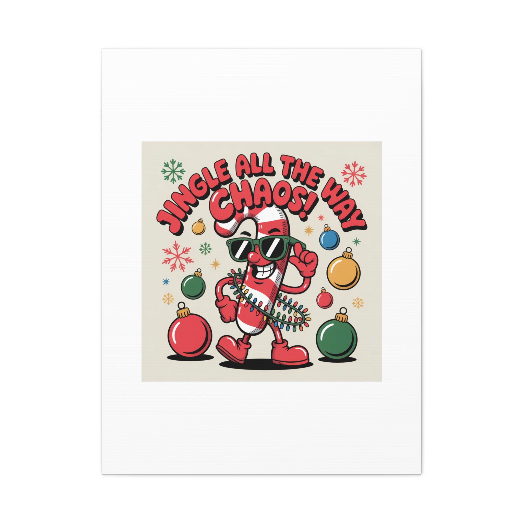 Jingle All The Way Chaos Candy Cane Canvas | ugly Christmas sweater, festive gag sweater