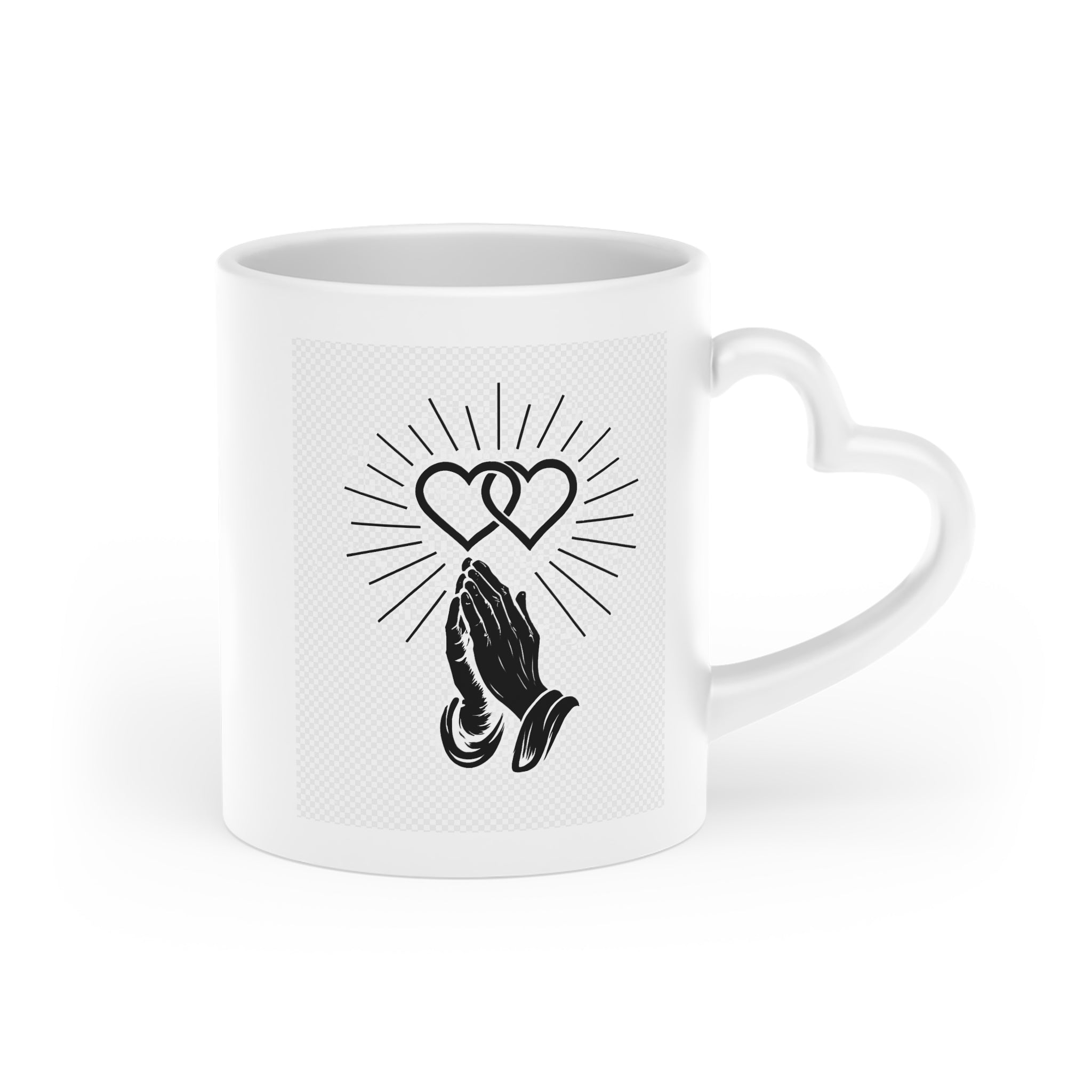 Heart-Shaped Mug - Minimalist Black Heart Sunray Ceramic Coffee Cup | Romantic Gift for Valentine’s & Anniversaries