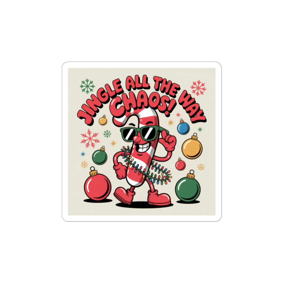 Jingle All the Chaos Sticker | Ugly Christmas Sweater Holiday Novelty
