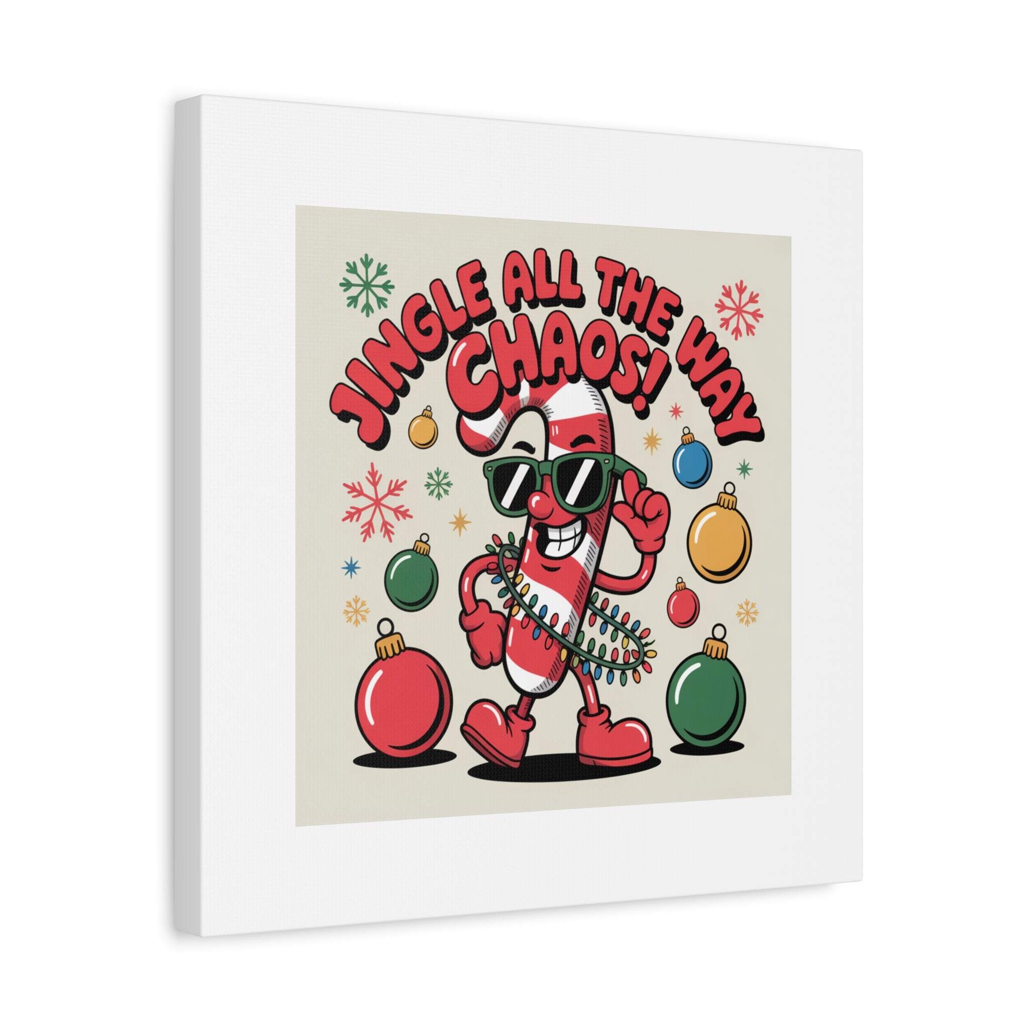Jingle All The Way Chaos Candy Cane Canvas | ugly Christmas sweater, festive gag sweater