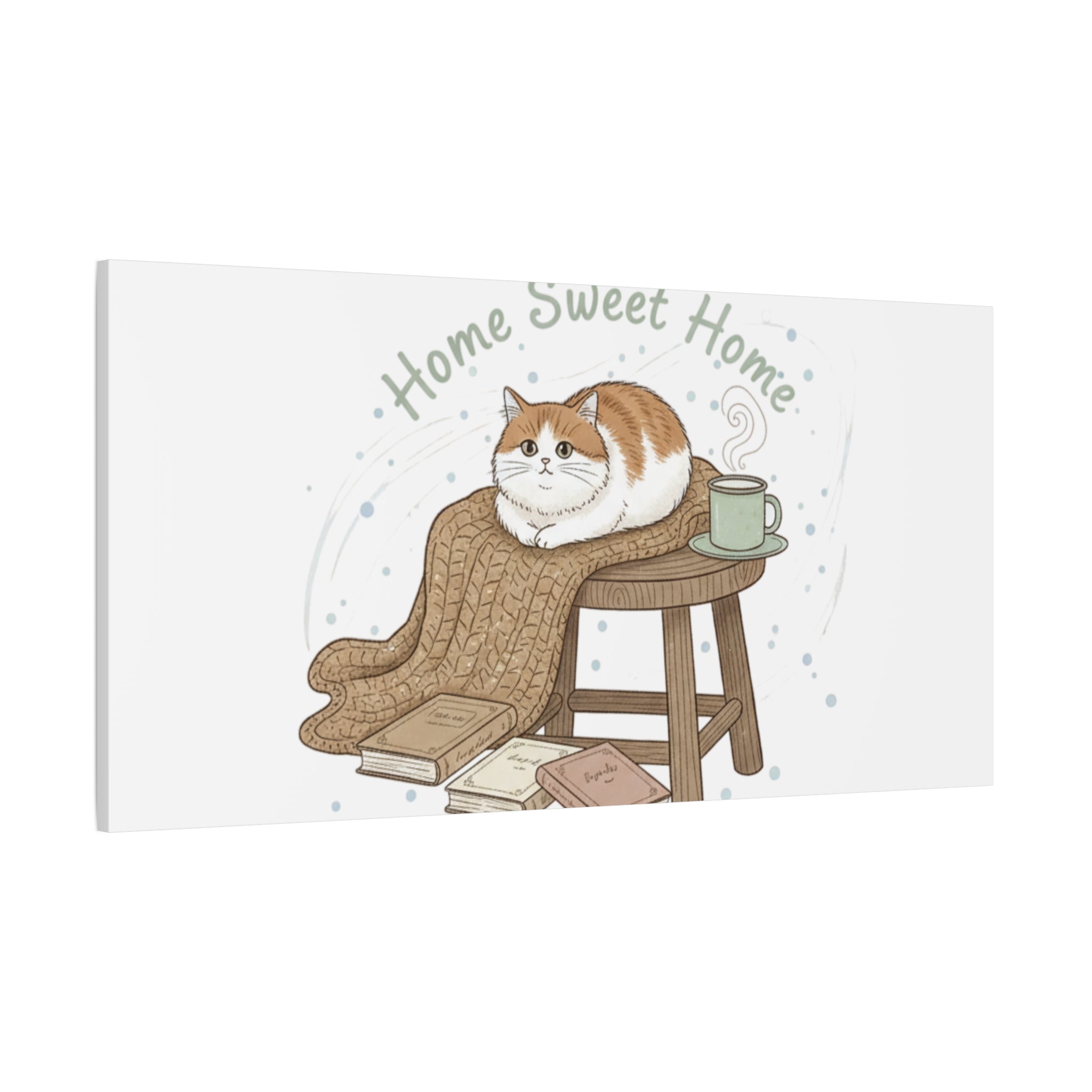 Home Sweet Home cat print Canvas | introvert homebody decor, cozy winter wall art