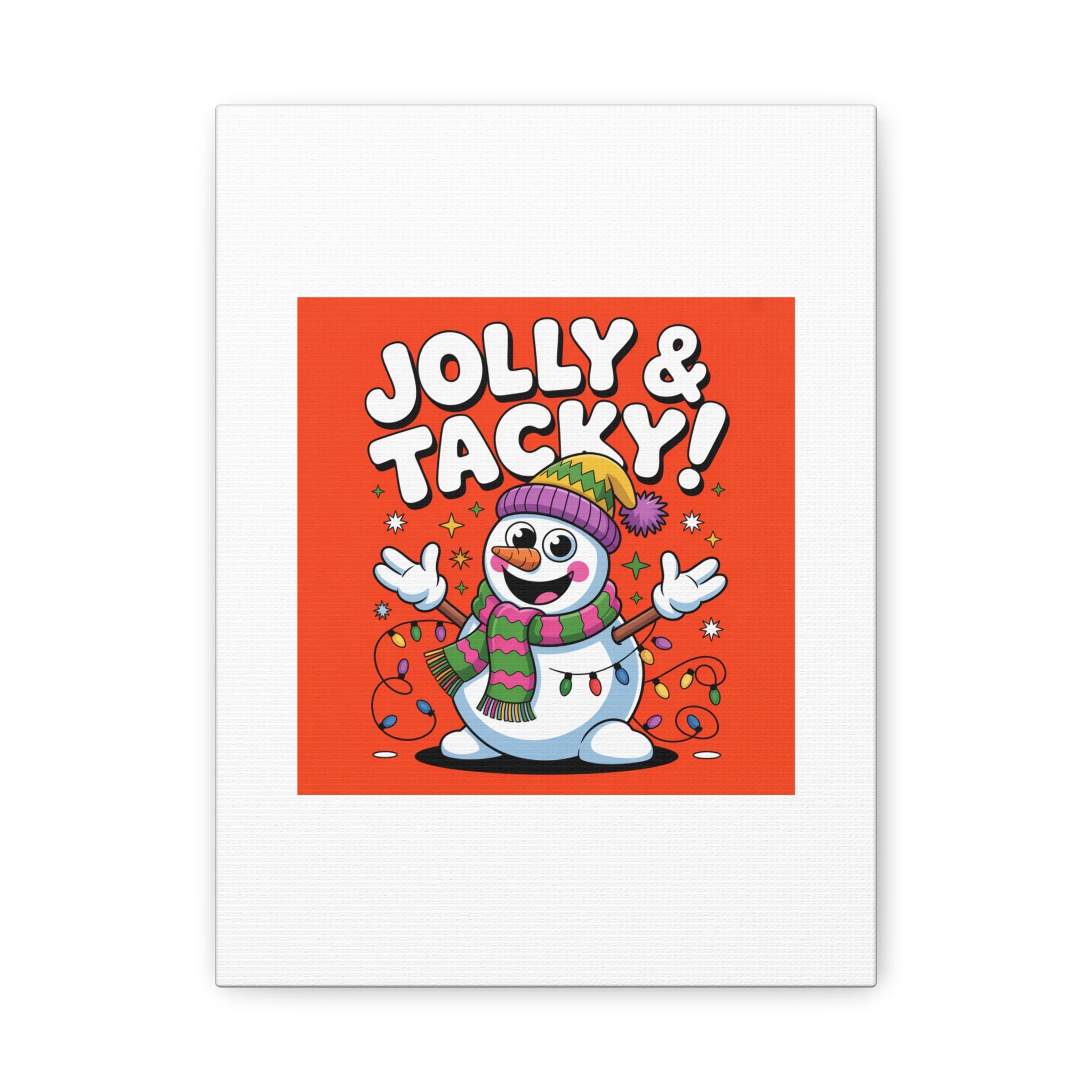 Jolly & Tacky Snowman Matte Canvas | ugly Christmas sweater novelty, festive gag