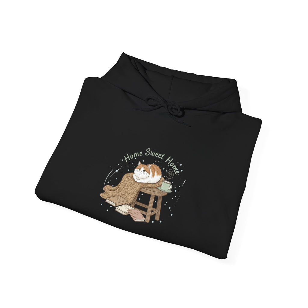 cozy homebody cat with book Hoodie | introvert sweater, book lover hoodie