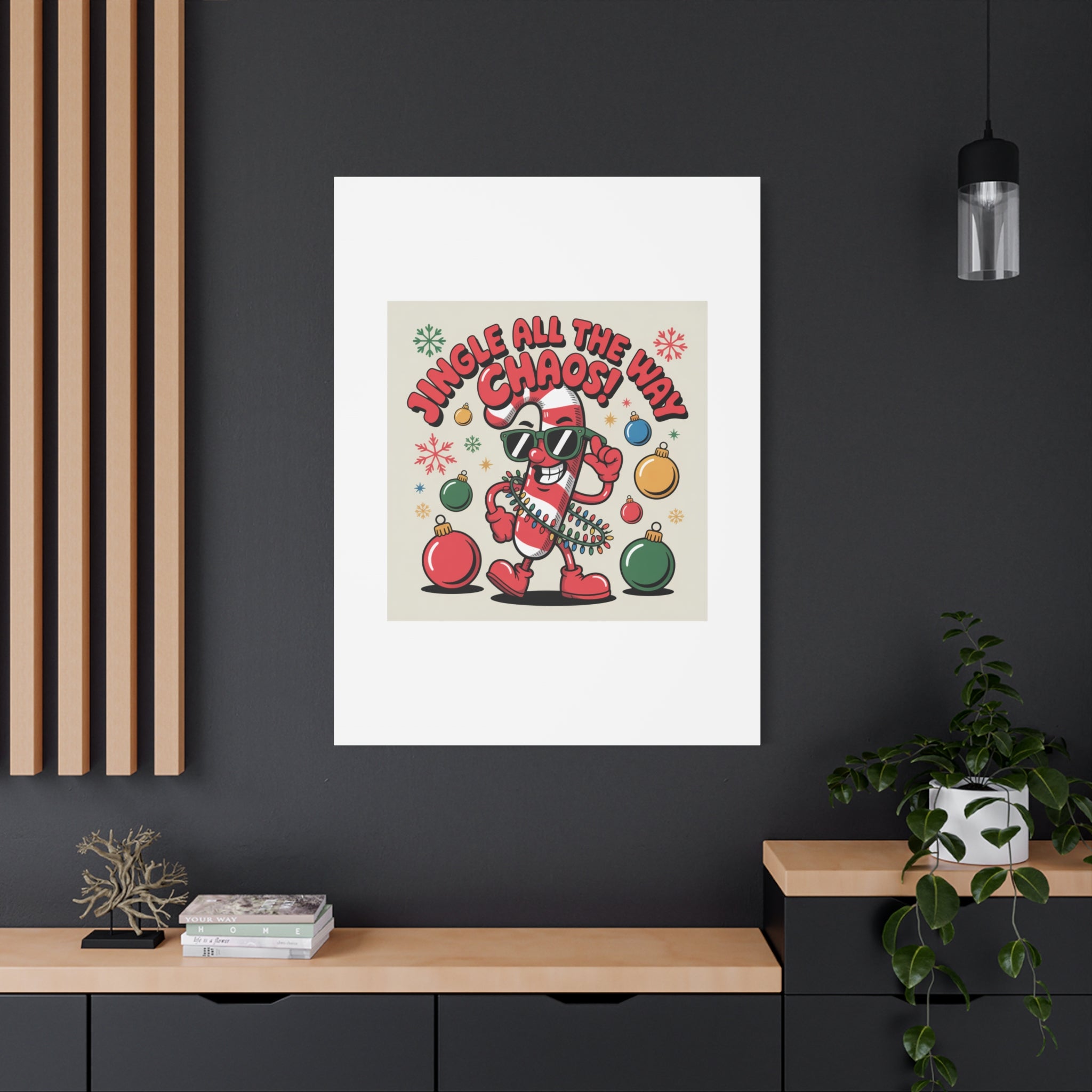 Jingle All The Way Chaos Candy Cane Canvas | ugly Christmas sweater, festive gag sweater