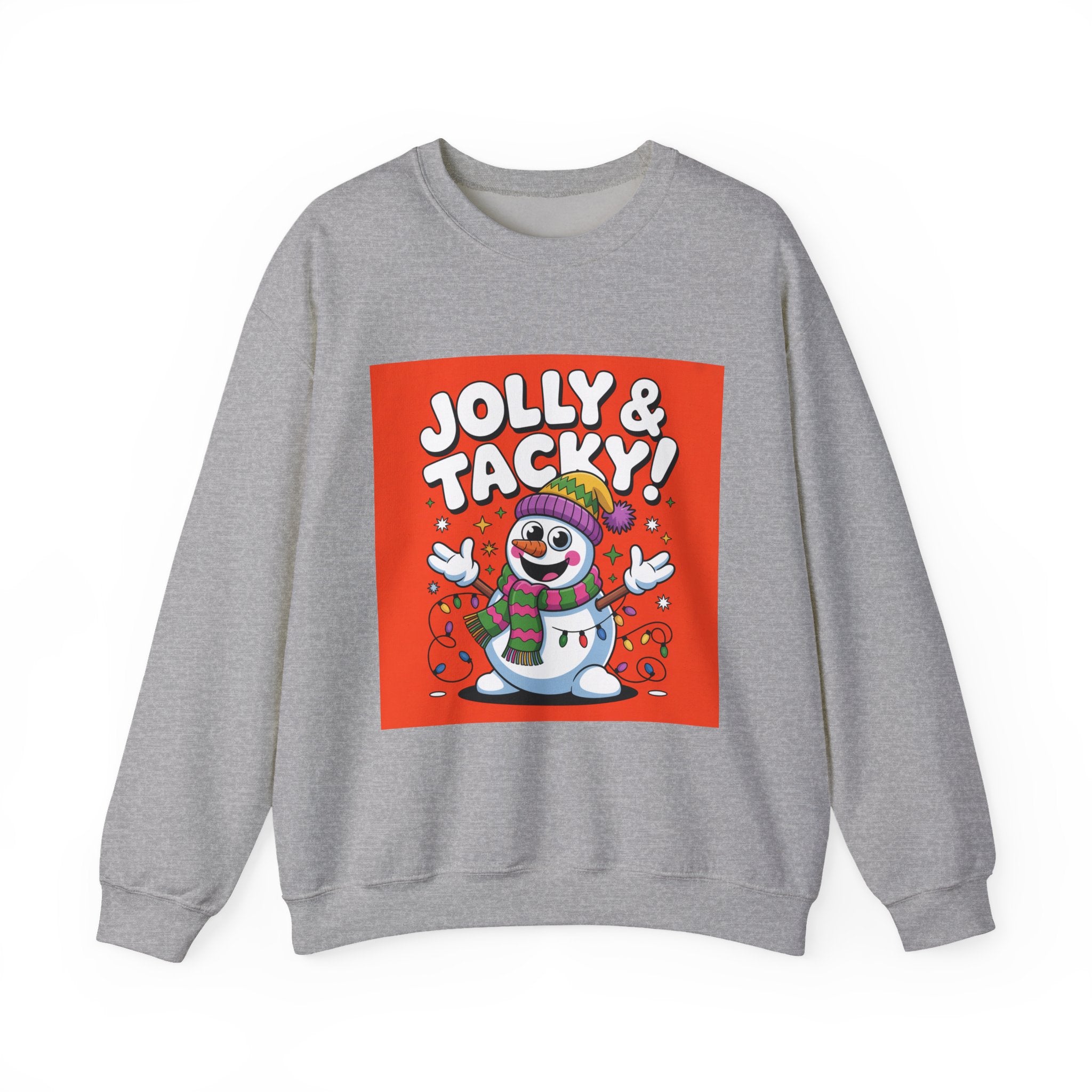 Jolly & Tacky Snowman Sweatshirt | ugly Christmas sweater, novelty holiday sweatshirt