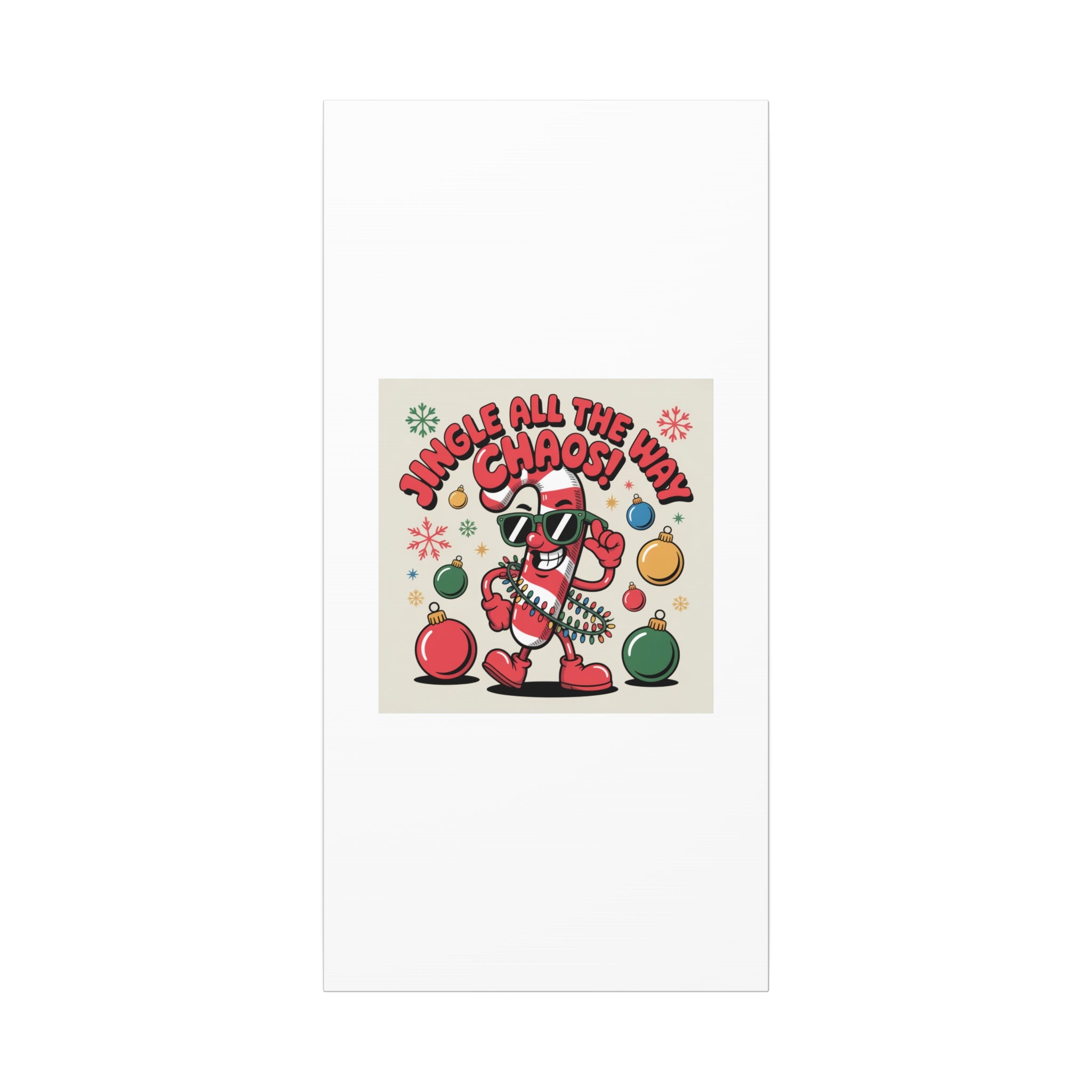Jingle All The Way Chaos Candy Cane Canvas | ugly Christmas sweater, festive gag sweater
