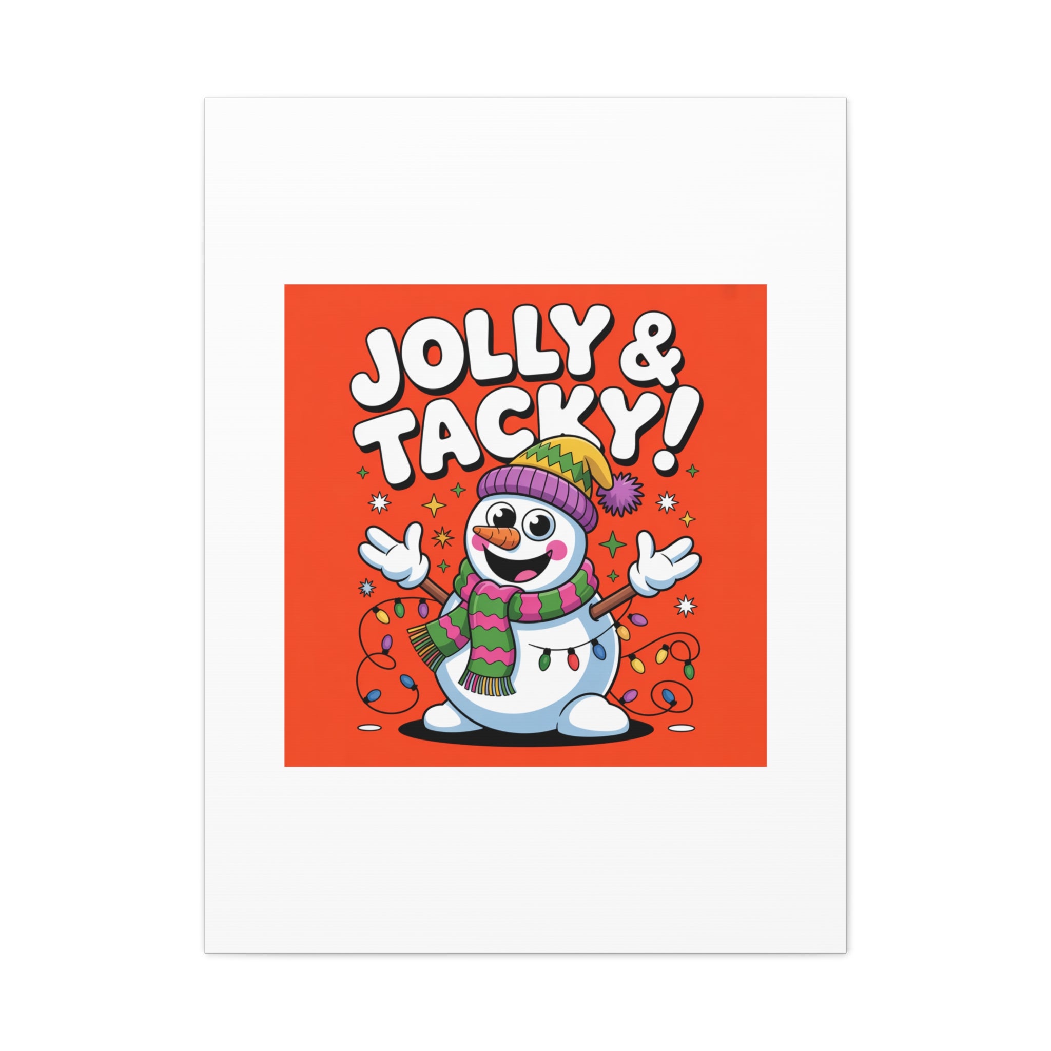 Jolly & Tacky Snowman Matte Canvas | ugly Christmas sweater novelty, festive gag