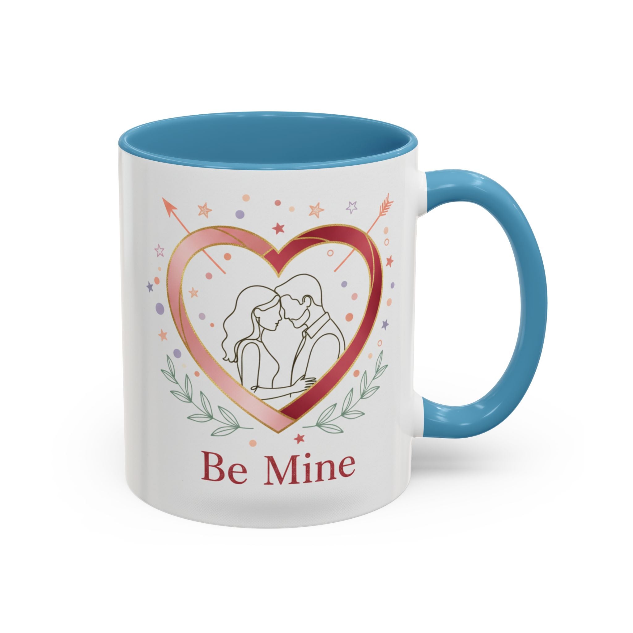 Be Mine Heart Couple Accent Coffee Mug — Romantic Valentine’s Gift (11/15oz)