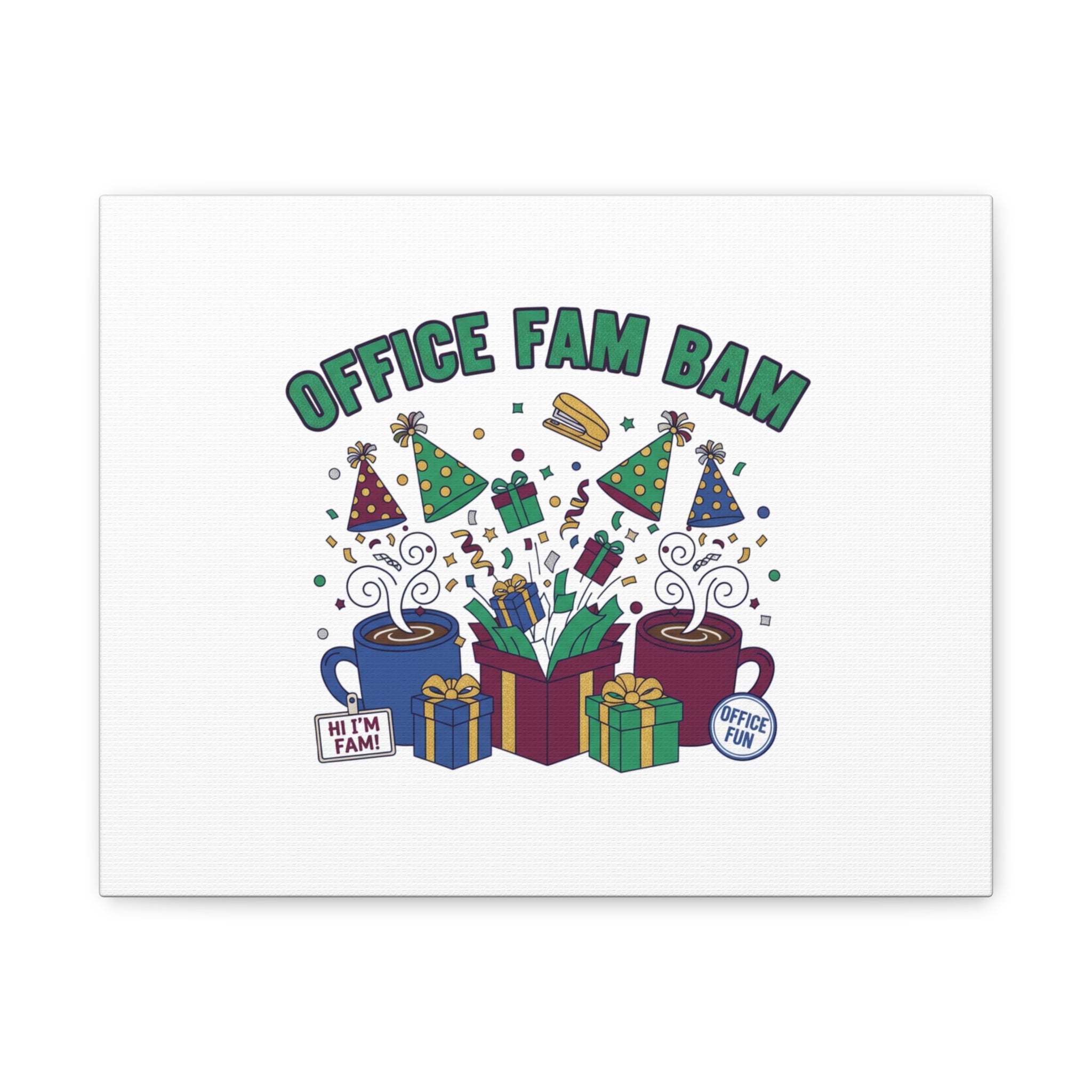 Office Fam Bam Canvas | Festive Office Party Decor, Secret Santa Humor