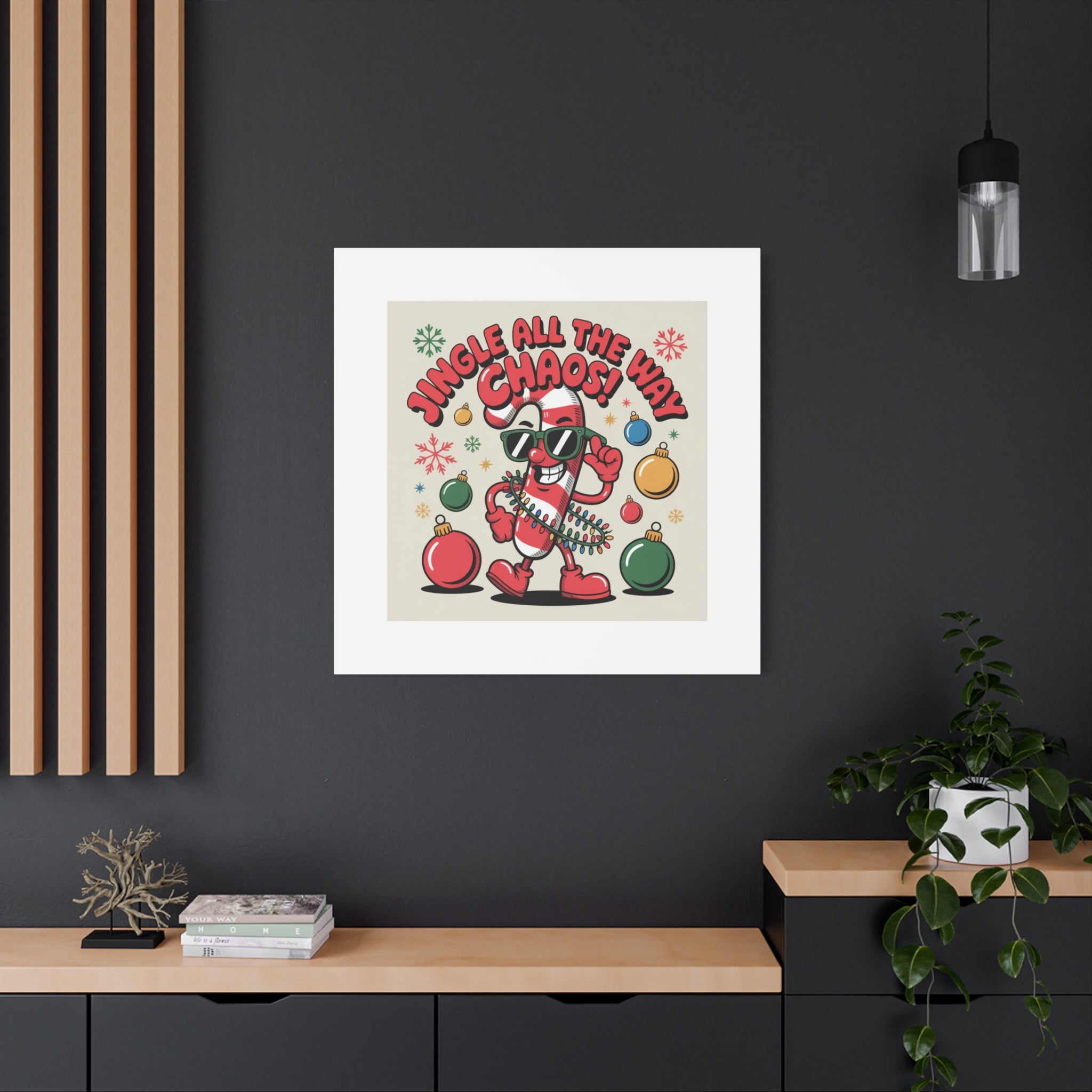 Jingle All The Way Chaos Candy Cane Canvas | ugly Christmas sweater, festive gag sweater