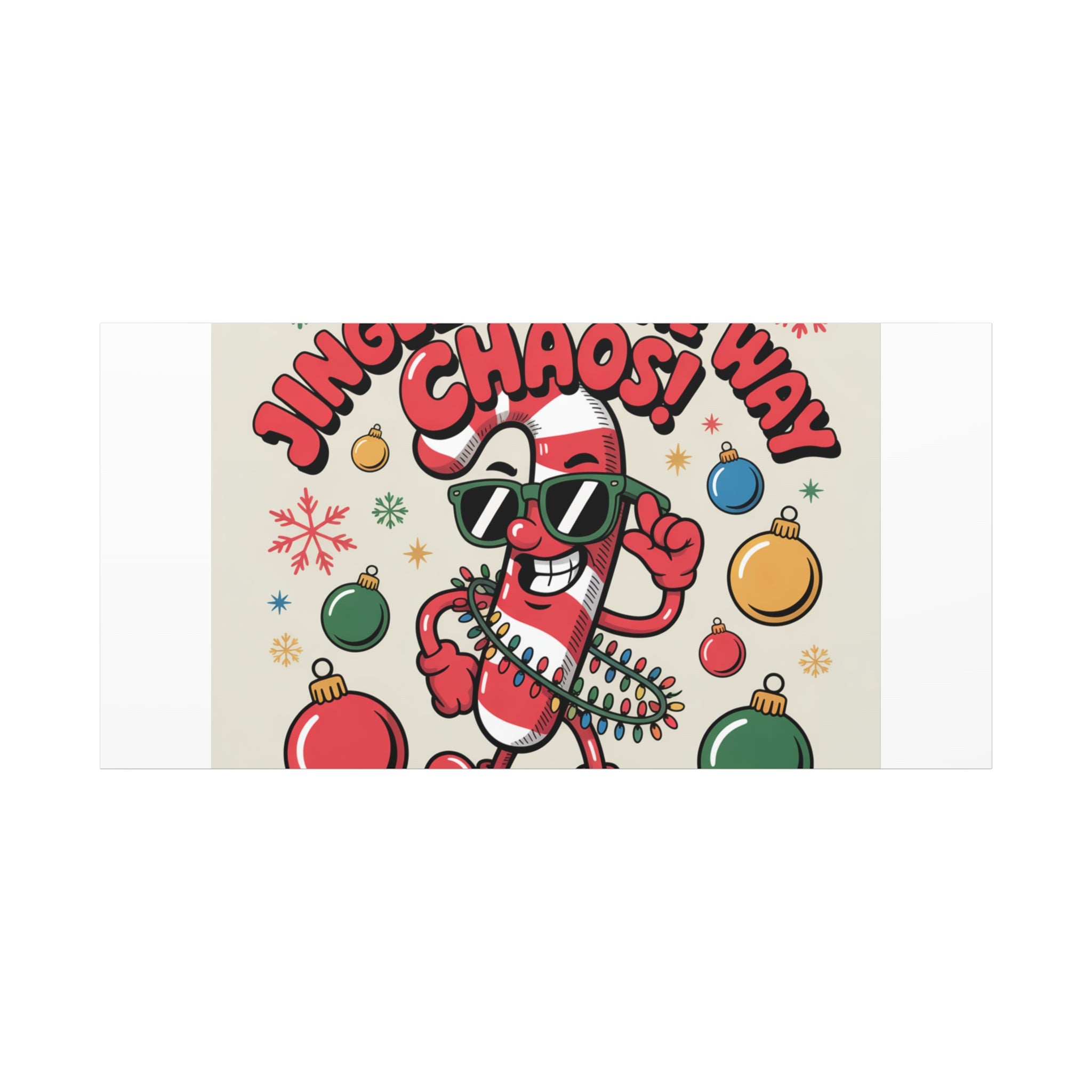 Jingle All The Way Chaos Candy Cane Canvas | ugly Christmas sweater, festive gag sweater