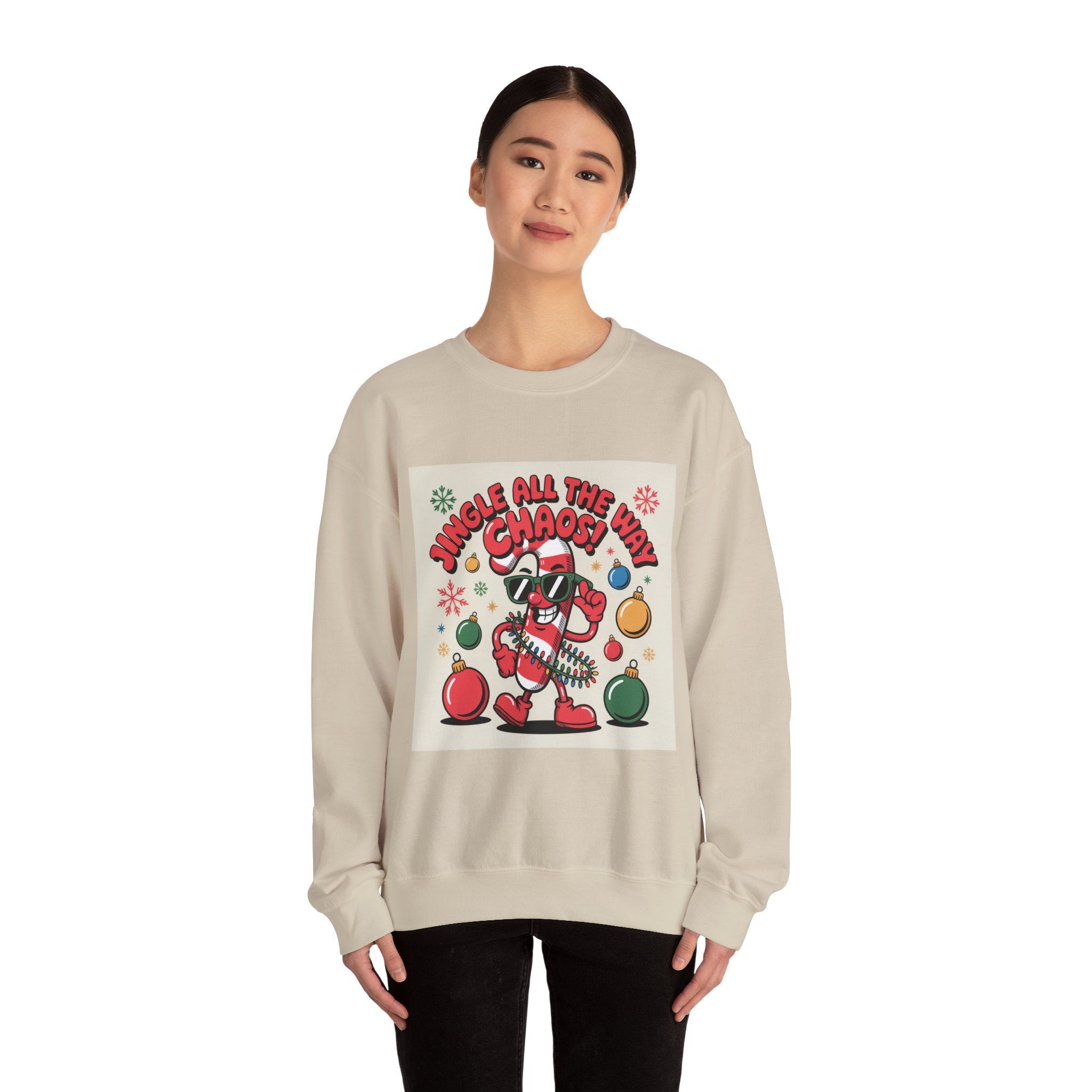 Jingle All the Chaos ugly Christmas sweater sweatshirt | festive gag sweater