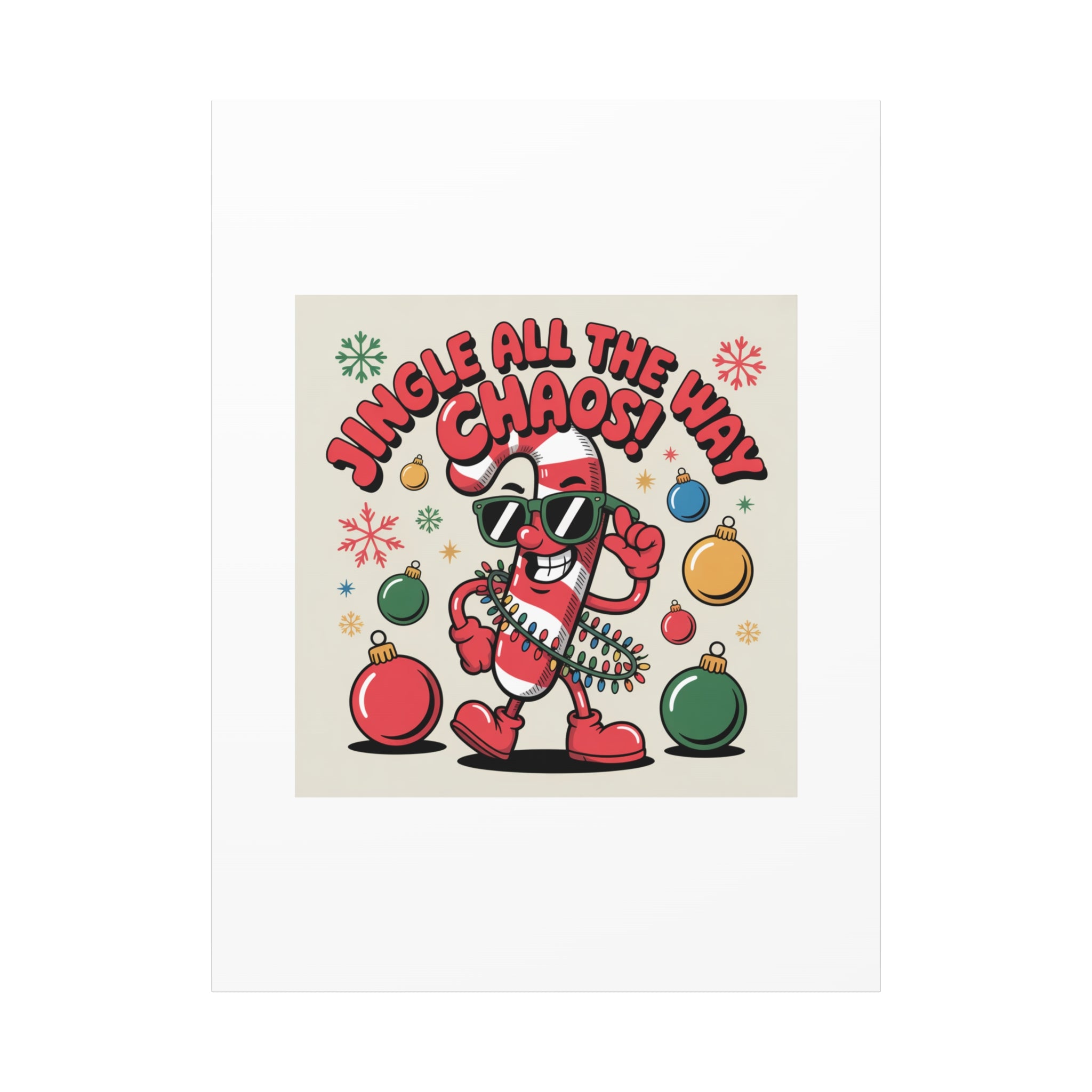 Jingle All The Way Chaos Candy Cane Canvas | ugly Christmas sweater, festive gag sweater
