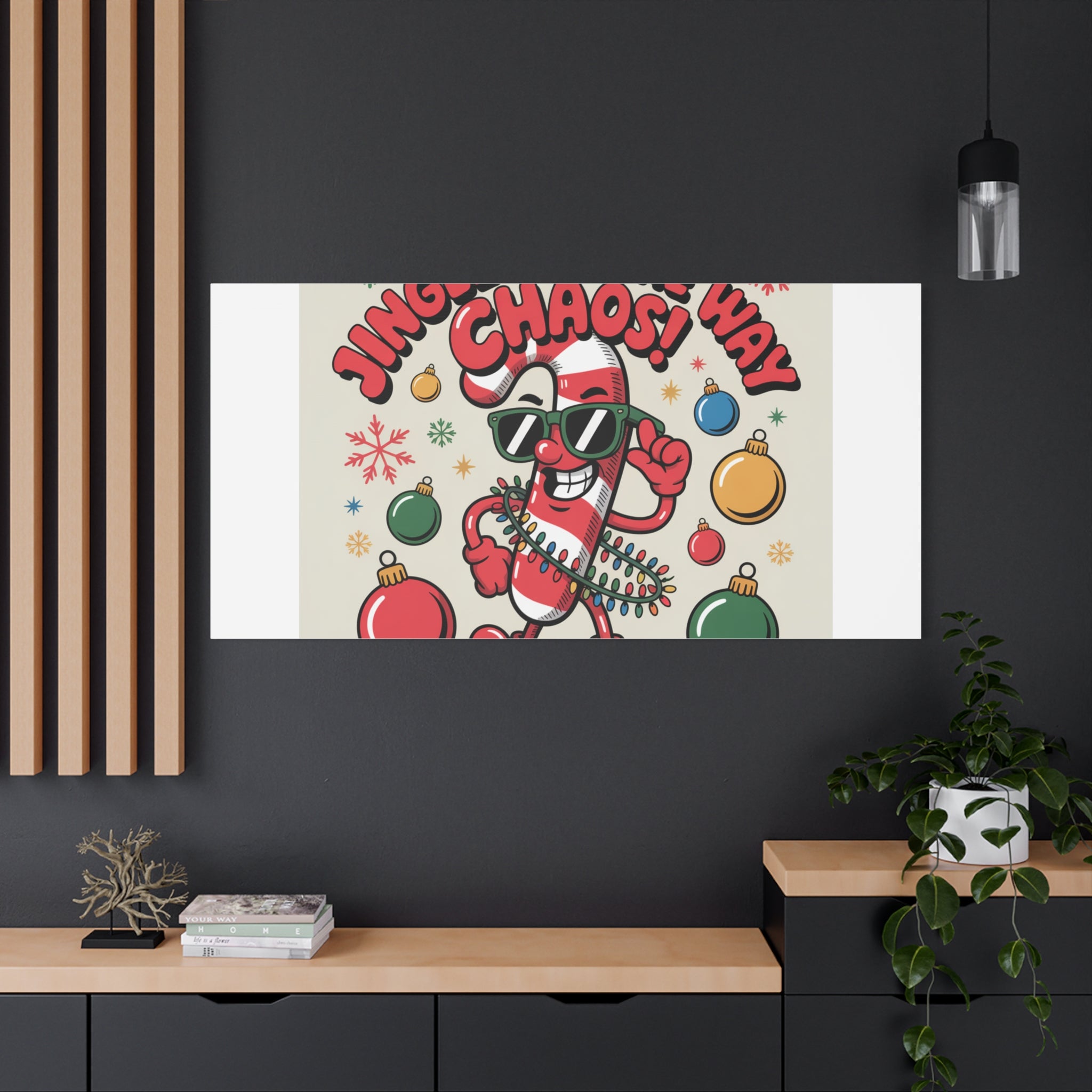 Jingle All The Way Chaos Candy Cane Canvas | ugly Christmas sweater, festive gag sweater