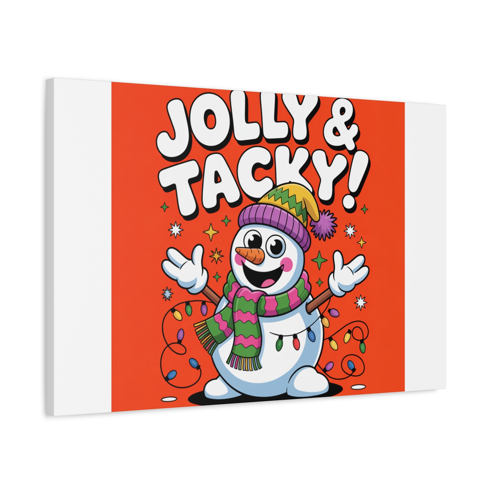 Jolly & Tacky Snowman Matte Canvas | ugly Christmas sweater novelty, festive gag
